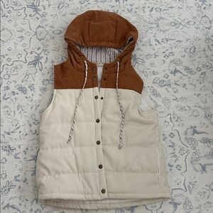 Hem & Thread Brown and Cream Hooded Vest